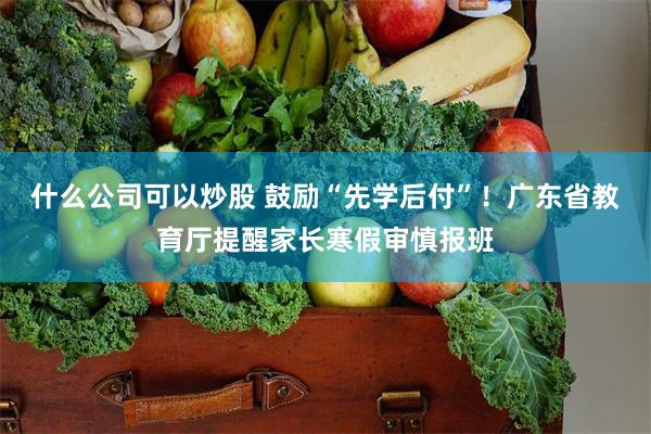 什么公司可以炒股 鼓励“先学后付”！广东省教育厅提醒家长寒假审慎报班