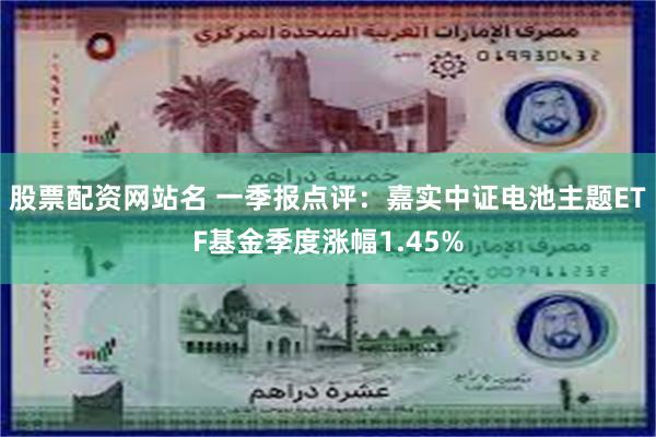 股票配资网站名 一季报点评：嘉实中证电池主题ETF基金季度涨幅1.45%